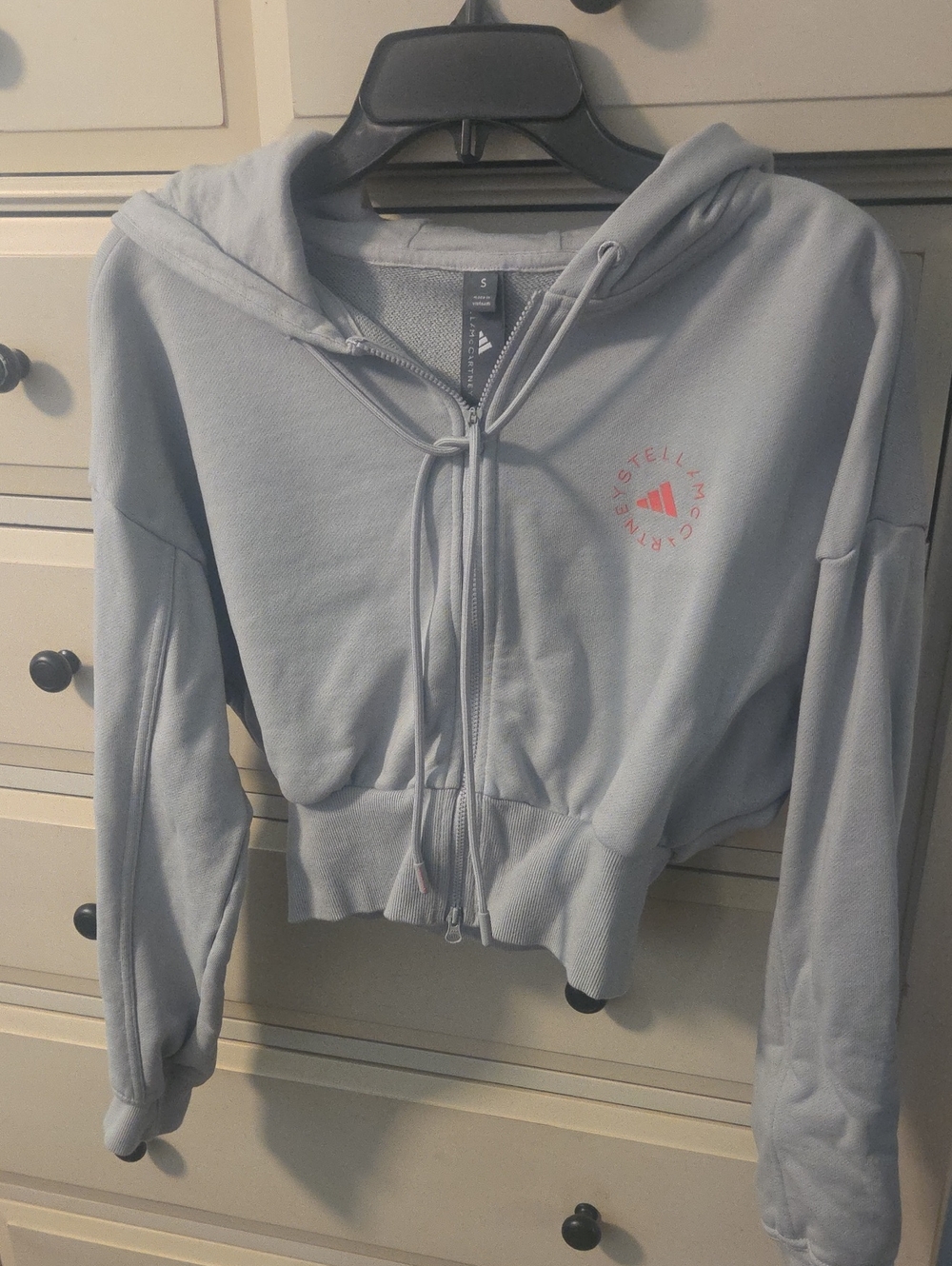 Adidas by Stella McCartney Light Gray Cropped Hooded Zip Jacket